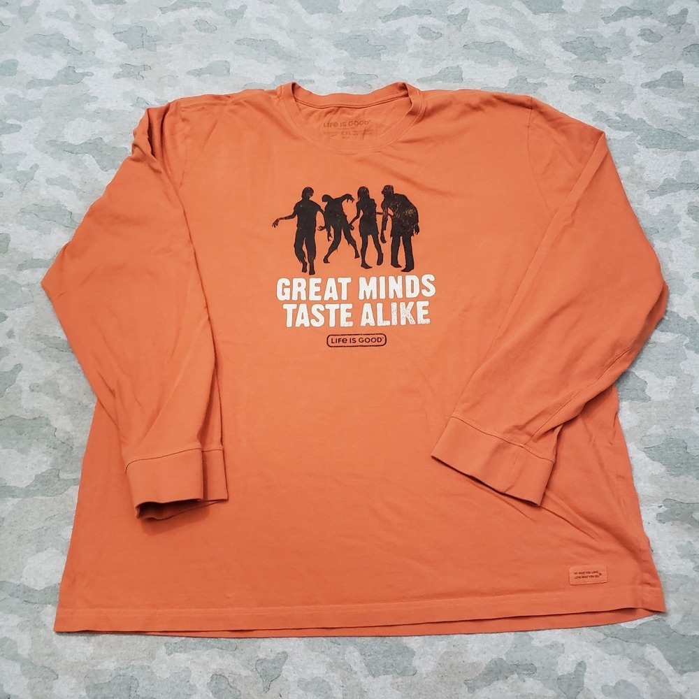 Life Is Good Shirt Mens 2XL Orange Pullover Long Sleeve